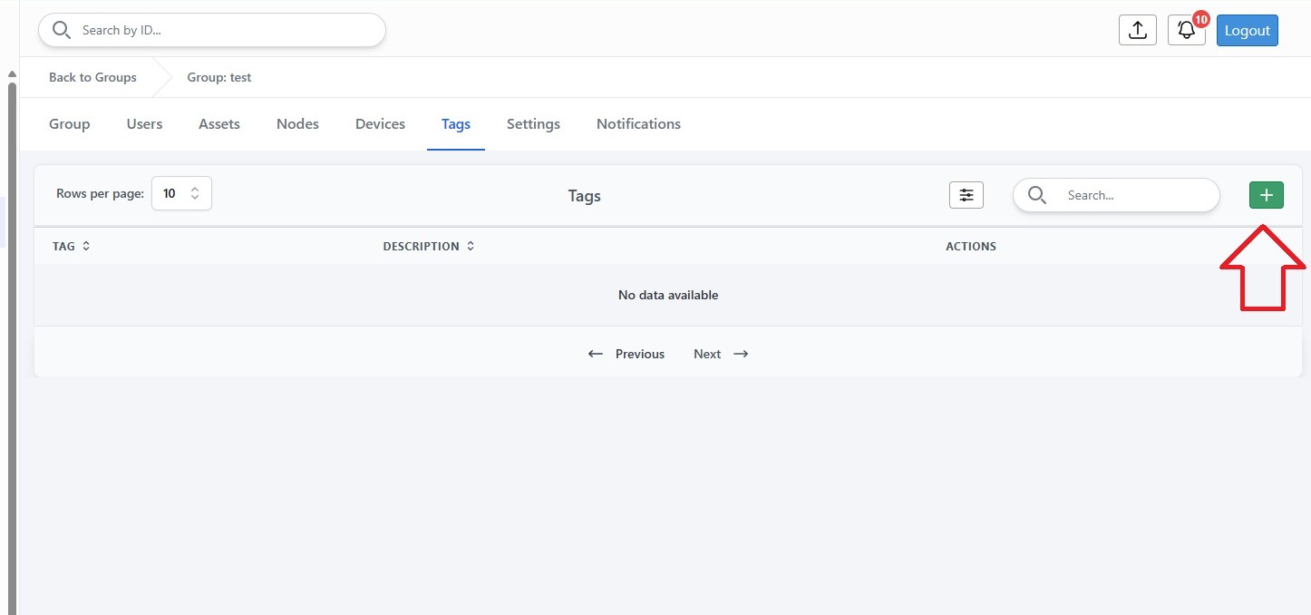 Add tag button