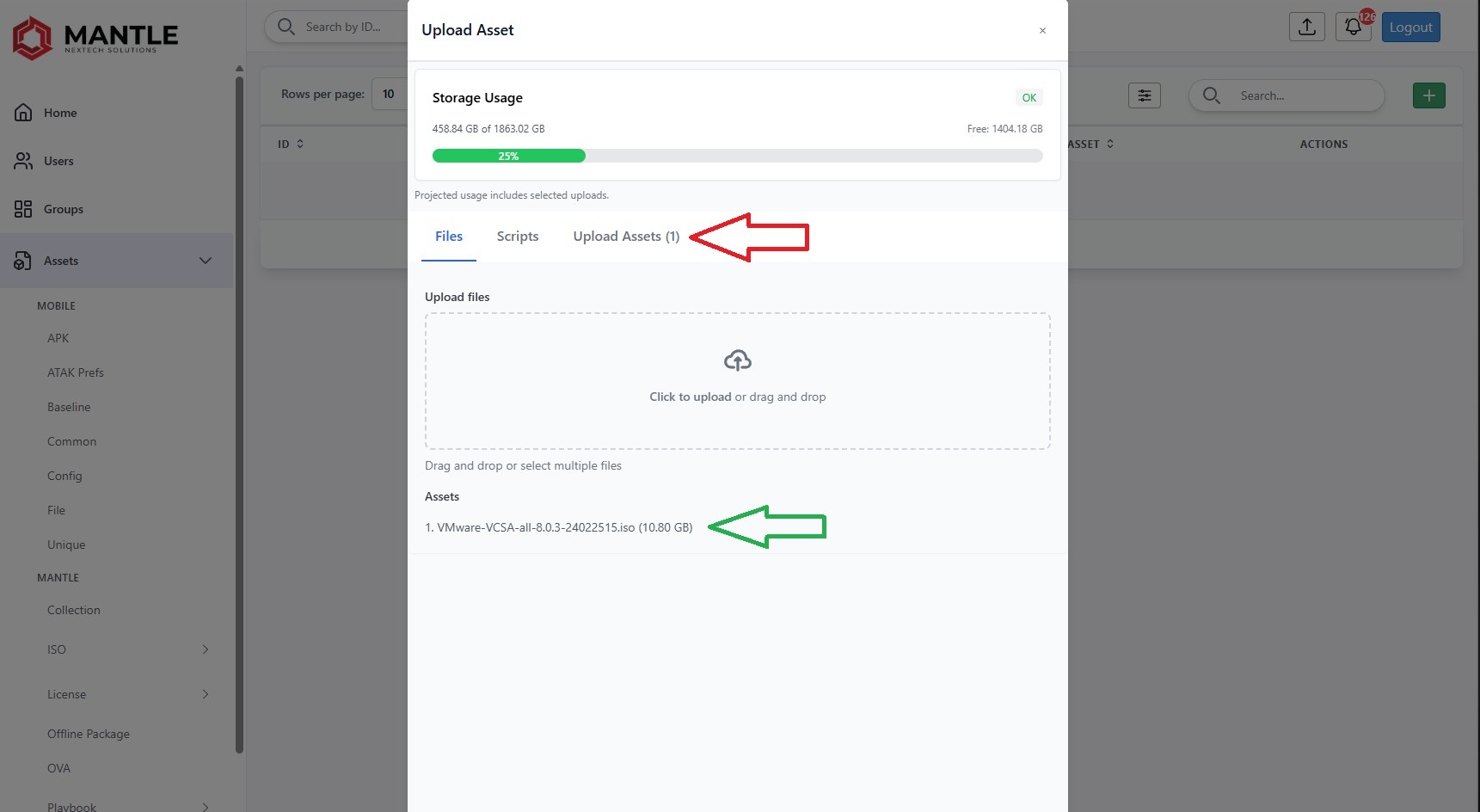 Selected files visible in upload modal