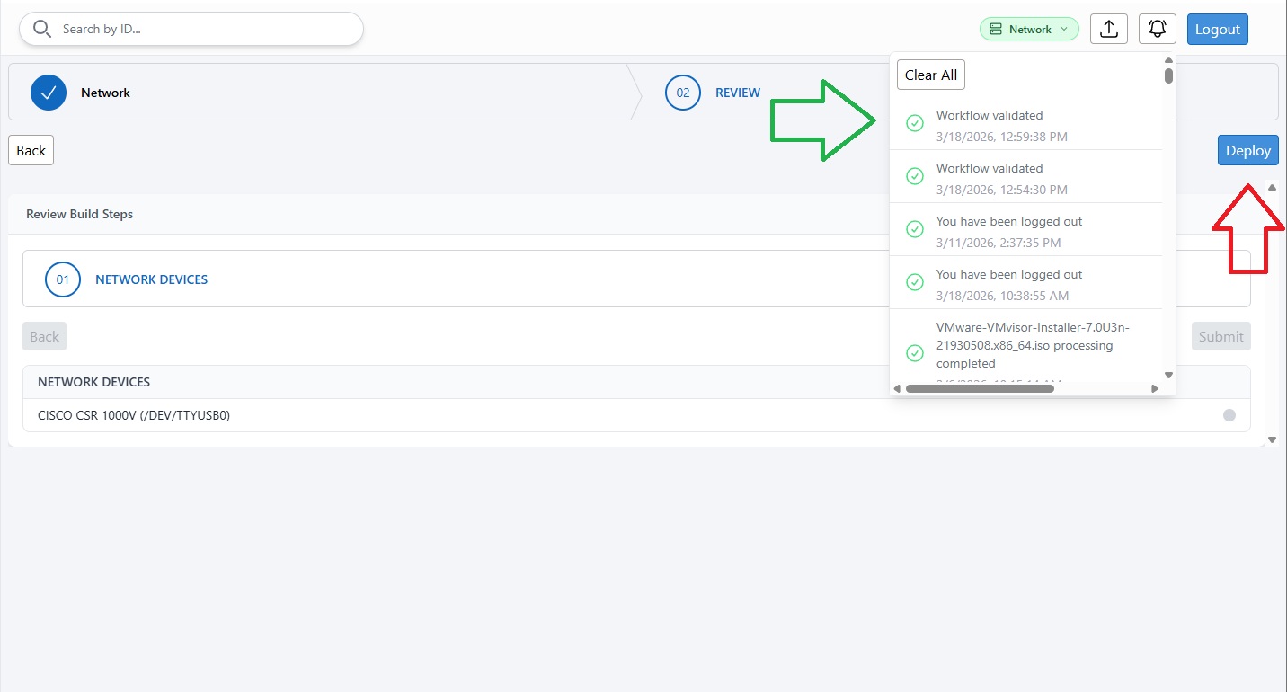 Workflow validated message before deployment