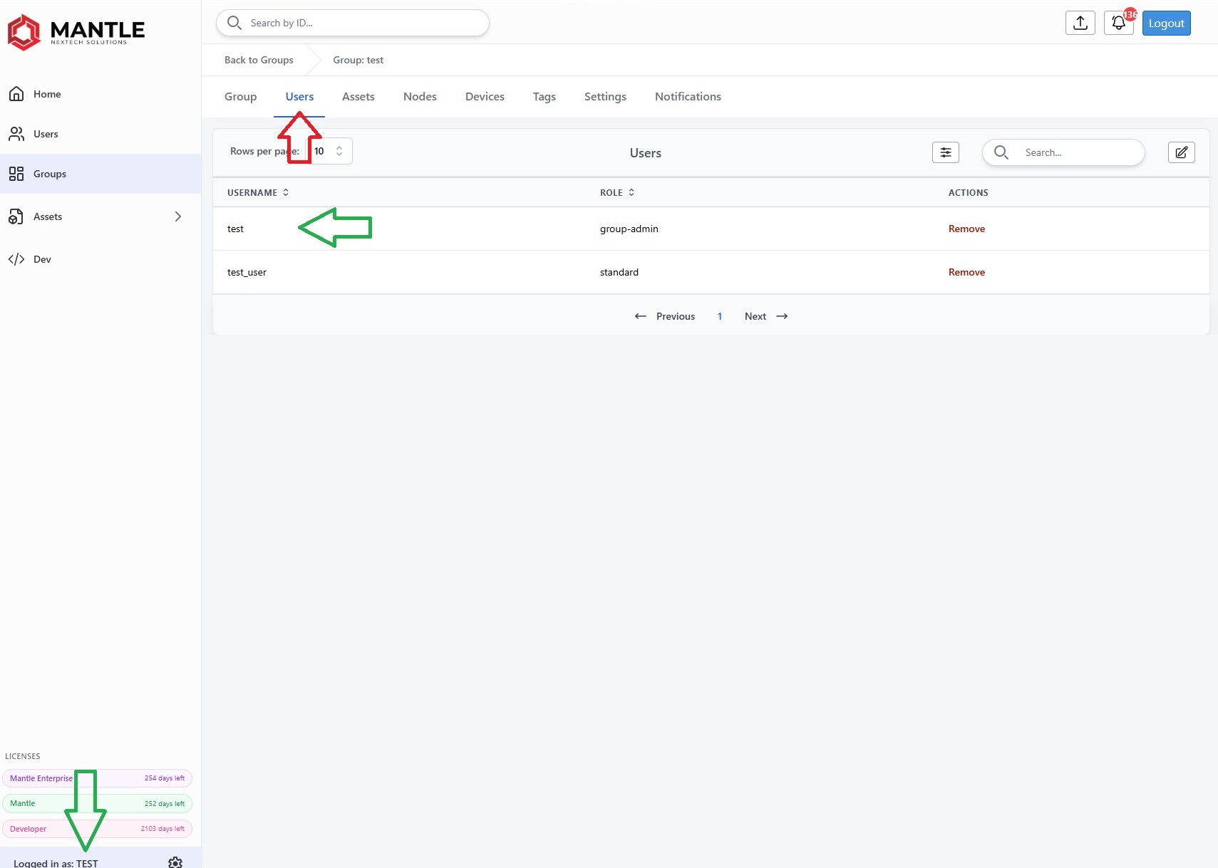 Group users and permissions
