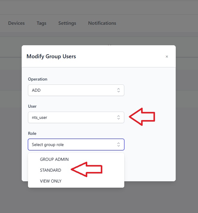 Assigning the Standard role before saving