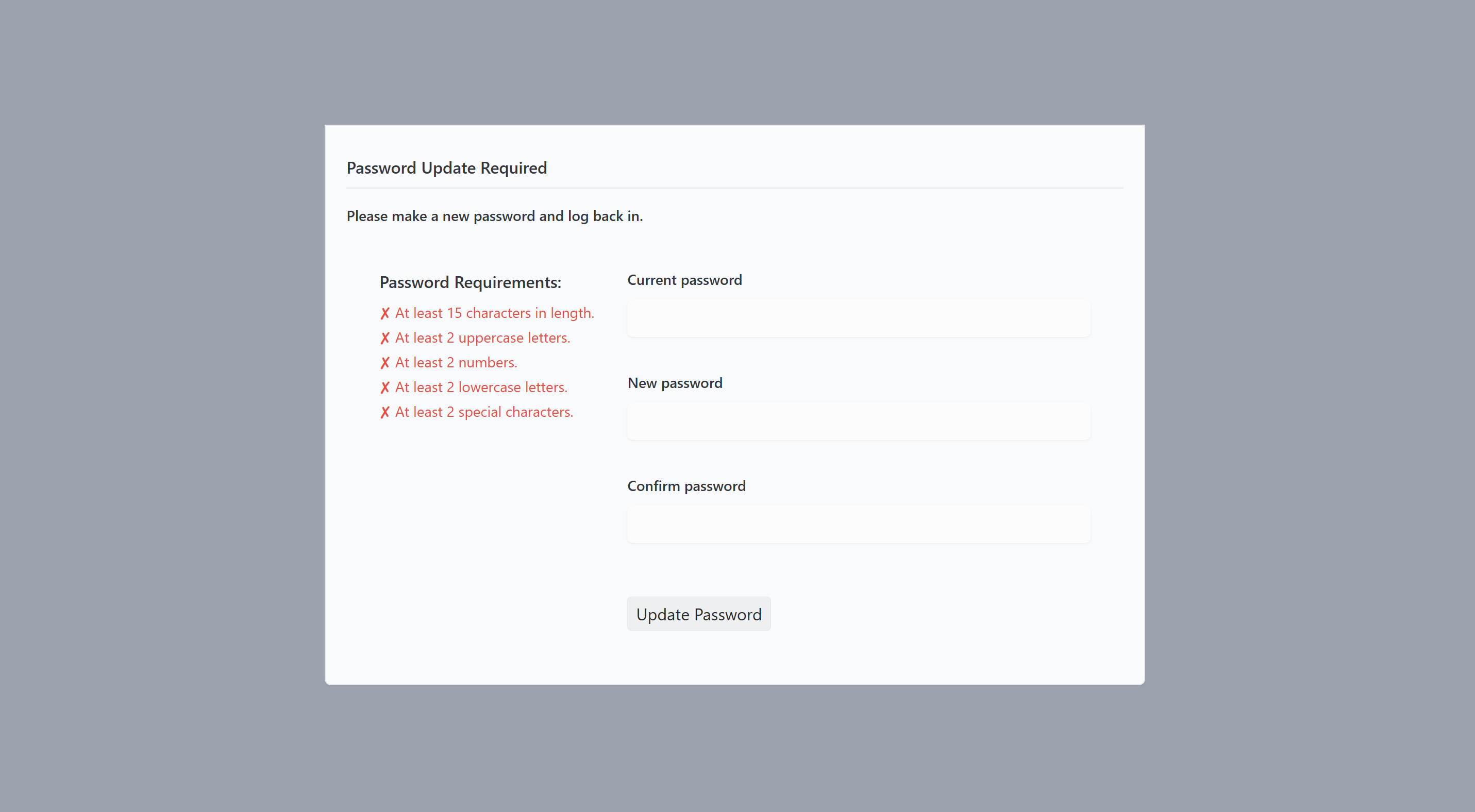 Web login and password reset