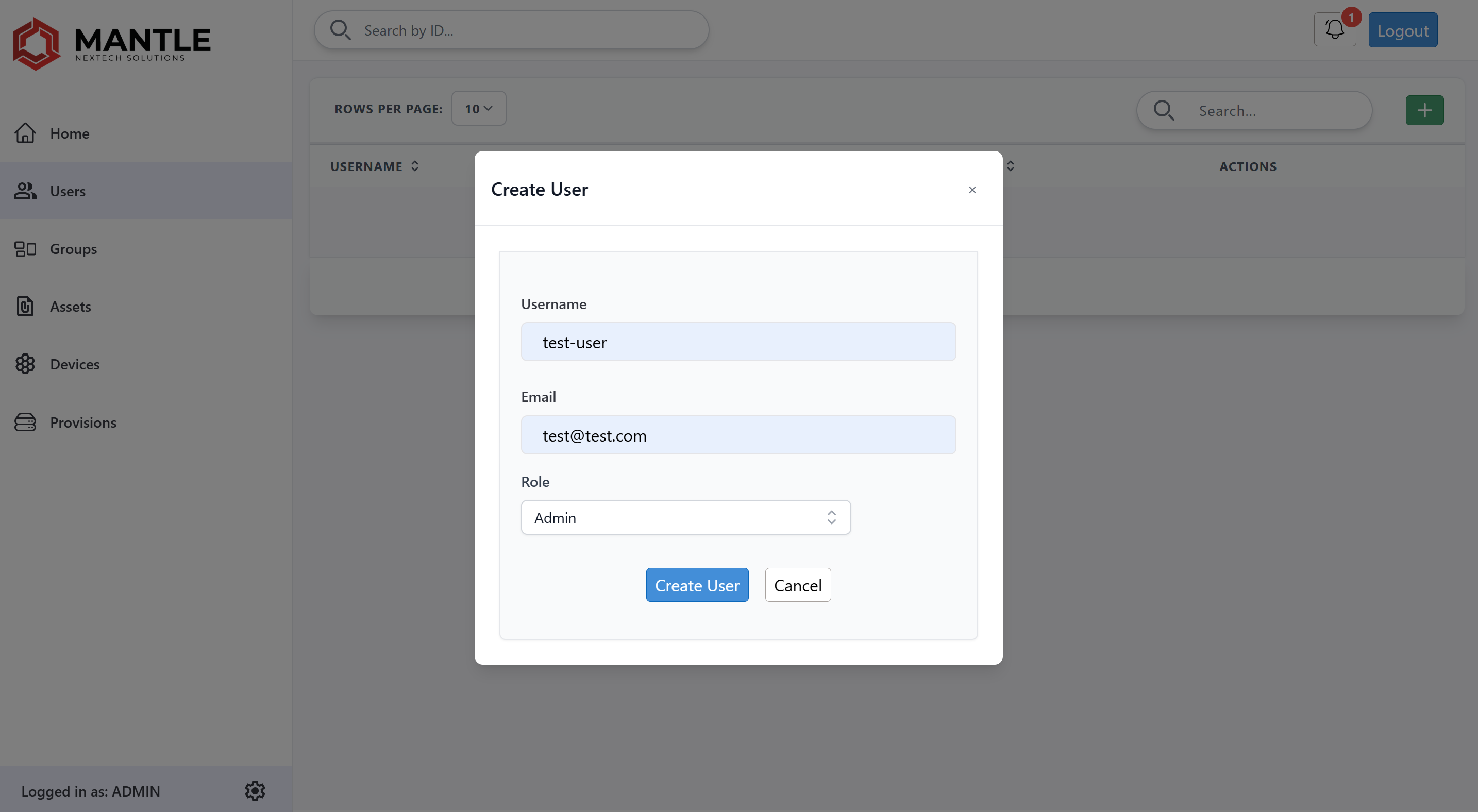Create user