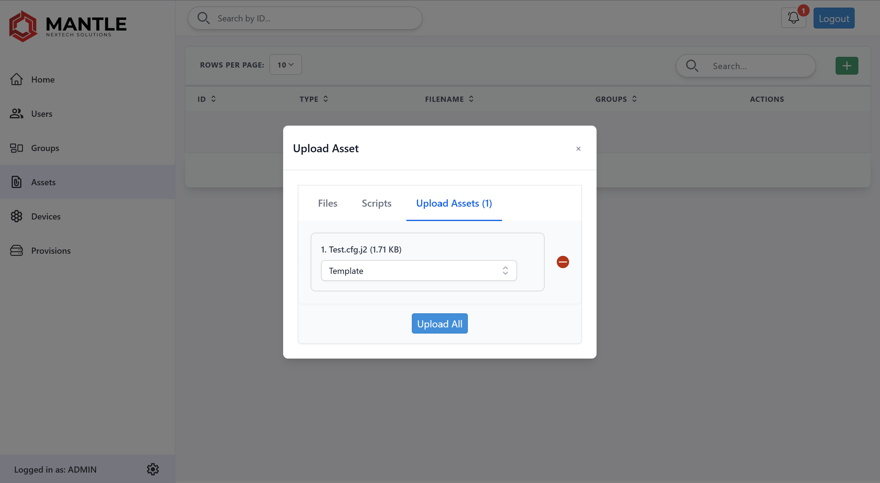 Upload assets