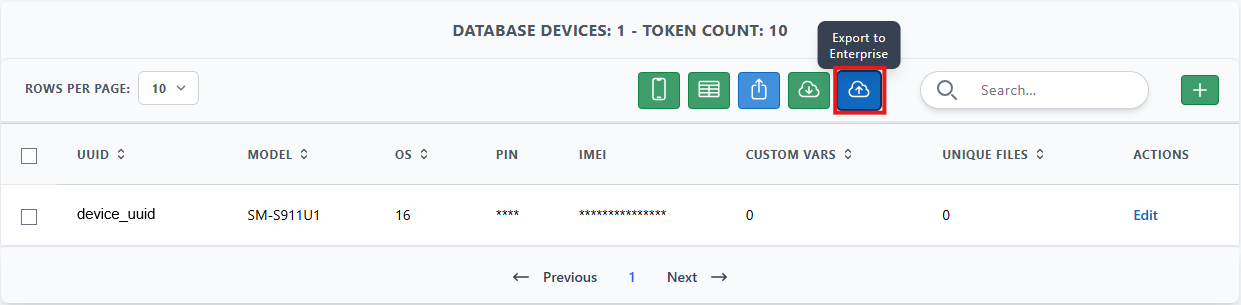 Export imported devices to Enterprise