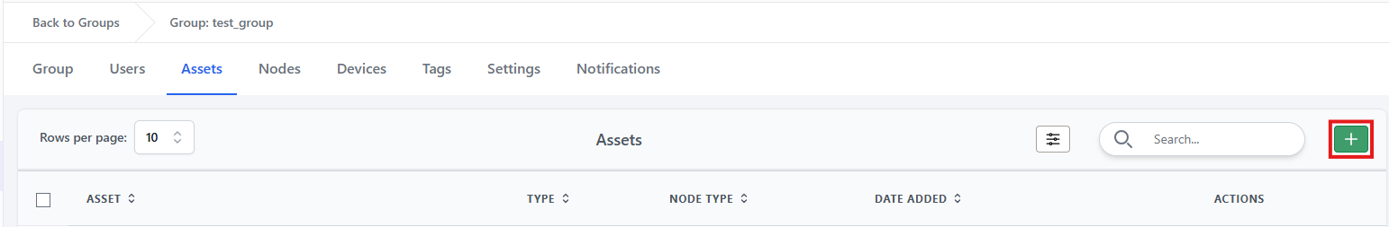 Open the group assets selector