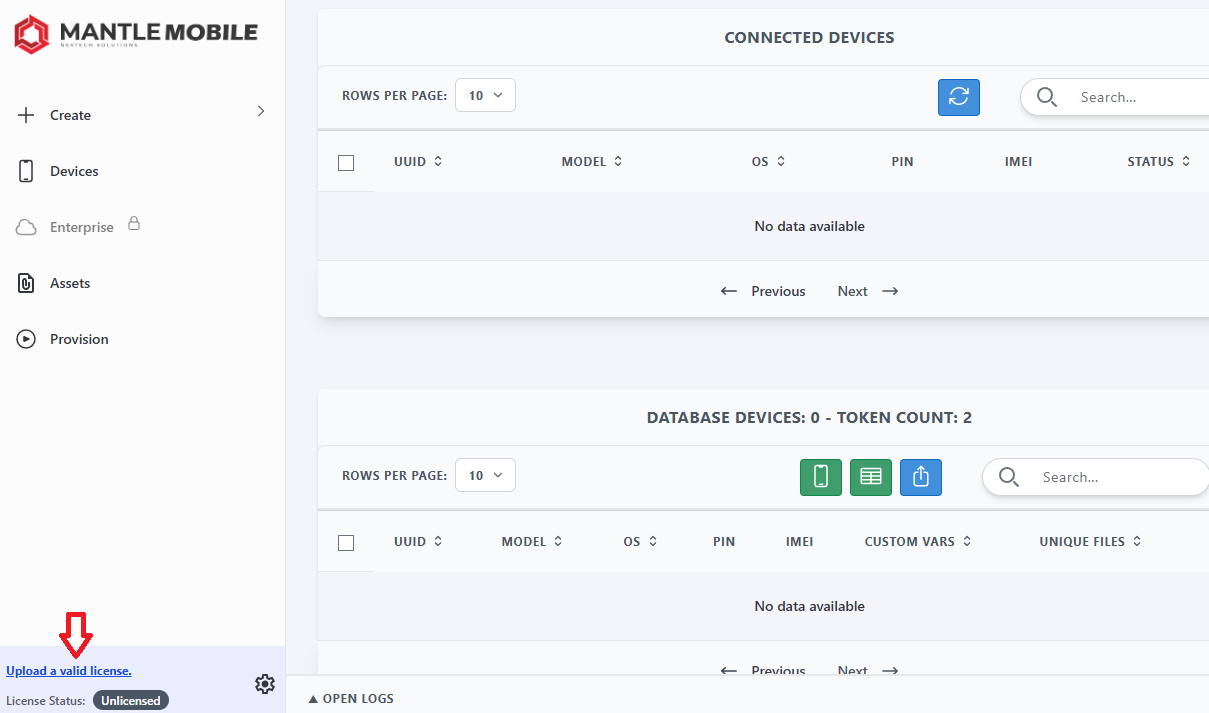 License upload workflow