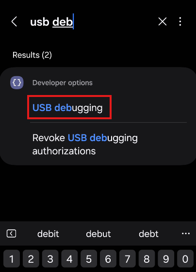 Usb debug